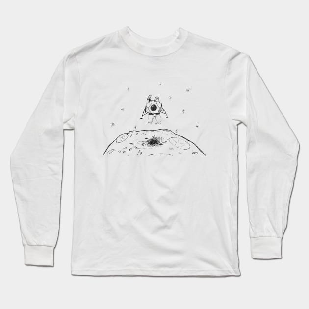 Lunar Lander (black version) Long Sleeve T-Shirt by themanyartsofknight